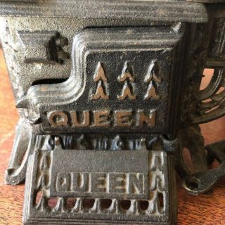 Queen Cast Iron Miniature Toy Stove 15 Piece Set Vintage Pots Pans Accessories 3