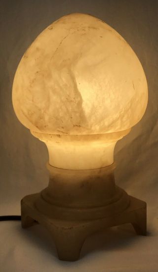 Vintage Art Deco Italian Alabaster Egg Dome Shaped Table Lamp 3