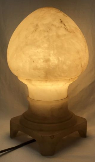 Vintage Art Deco Italian Alabaster Egg Dome Shaped Table Lamp 8