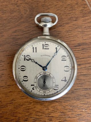 Illinois 19j Pocket Watch 1923 Olympia Salesman Double Roller Runs Grade 406