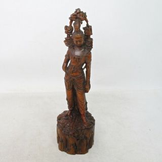 F533: Chinese Buddhist Statue Of Boxwood Carving With Good Taste And Work