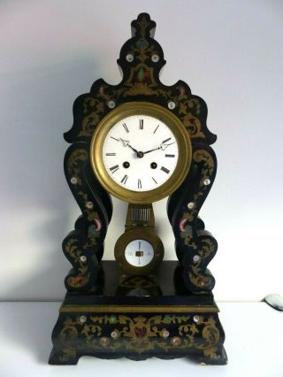 Antique 19th Century French Boulle Large Ebonised Mantel Clock – Japy Freres