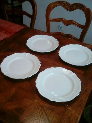 4 White Ironstone Dinner Plates Heirloom By Red Cliff