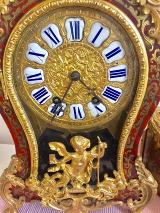 Large Antique Red Shell Boulle Clock On Wall Bracket By Samuel Marti C1850 4