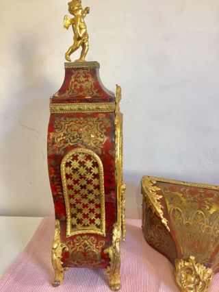 Large Antique Red Shell Boulle Clock On Wall Bracket By Samuel Marti C1850 8