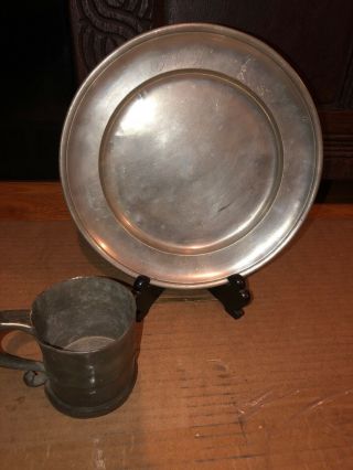 Very Early 19th Century Antique Pewter Plate Hallmarked Ferd Bagge,  Cup Mug