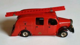 Vintage post war Triang Minic 62M fire engine truck,  key clockwork tinplate tin 3