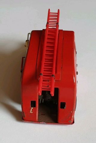 Vintage post war Triang Minic 62M fire engine truck,  key clockwork tinplate tin 6