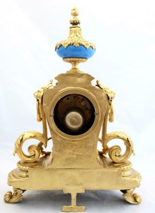 Antique French Mantle Clock Gilt Metal & Blue Sevres 8Day By Japy 12