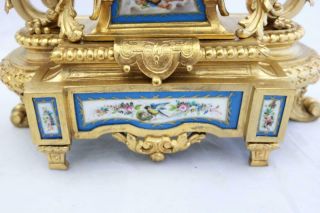 Antique French Mantle Clock Gilt Metal & Blue Sevres 8Day By Japy 9