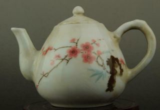 China Old Hand - Made Famille Rose Porcelain Hand Painted Plum Blossom Teapot B01
