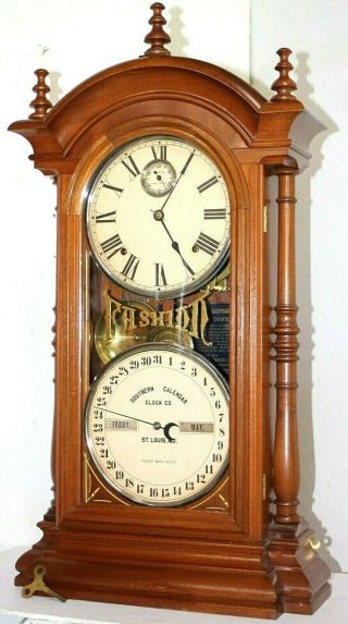 Antique Xl Southern Calendar Co.  / Seth Thomas " Fashion No.  4 " Double Dial Clock