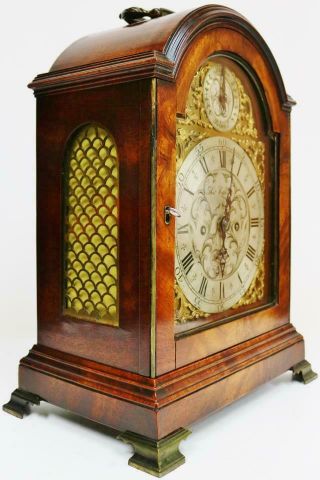 Antique 18thC English Mahogany Arched Top Twin Fusee Verge London Bracket Clock 4