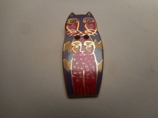 Double OWL Laurel Burch Design Enamel Brass Button 1 - 1/4 