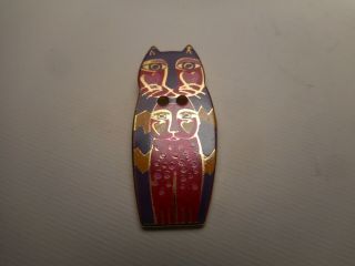 Double OWL Laurel Burch Design Enamel Brass Button 1 - 1/4 