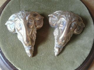 2 Antique Finely Cast Gilt Rams Head Furniture Mounts