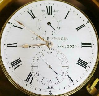 Rare Antique 2 Day German Single Fusee Marine Chronometer Mahogany Box 10