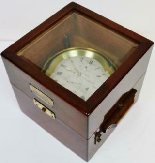 Rare Antique 2 Day German Single Fusee Marine Chronometer Mahogany Box 8