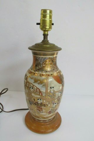 Antique Satsuma 10 1/2 " Table Lamp Vase