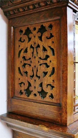 Antique English C1731 8 Day London Highly Carved Oak Grandfather Longcase Clock 4