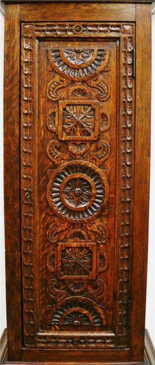 Antique English C1731 8 Day London Highly Carved Oak Grandfather Longcase Clock 7