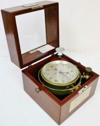 Antique 2 Day English Thomas Mercer Single Fusee Marine Chronometer No 25236 2