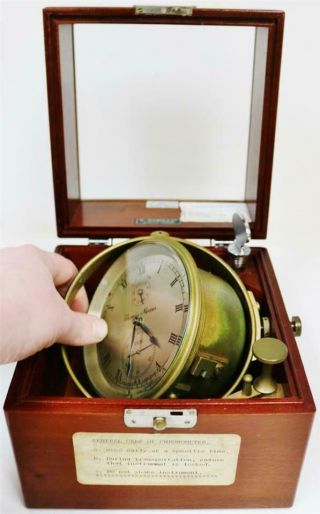 Antique 2 Day English Thomas Mercer Single Fusee Marine Chronometer No 25236 8