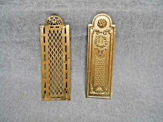 2 French Vintage Brass Door Push Finger Plates