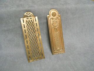 2 FRENCH Vintage Brass door PUSH FINGER Plates 2