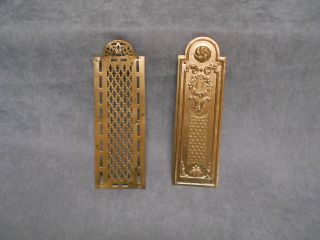 2 FRENCH Vintage Brass door PUSH FINGER Plates 4