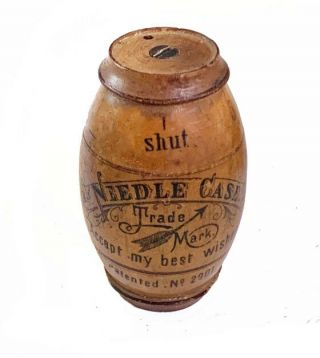 Antique Wooden Barrel - Shaped Multi - Needle Case/dispenser,  Germany