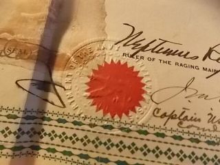 RARE 1912 NAVY CROSSING EQUATOR CERTIFICATE DOMAN OF NEPTUNUS REX USS MARYLAND 8