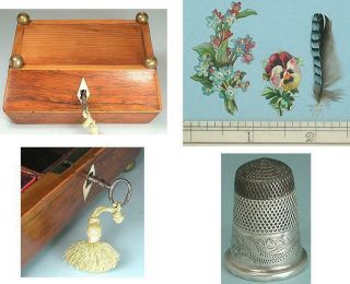 Charming Antique Child ' s Workbox & Tools English Circa 1850 3