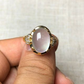 Chinese Ice Jadeite Jade Bead Handwork Rare Heart - Shaped Golden No.  5.  5 - 10 Ring