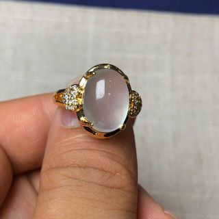 Chinese Ice Jadeite Jade Bead Handwork Rare Heart - Shaped Golden No.  5.  5 - 10 Ring 2