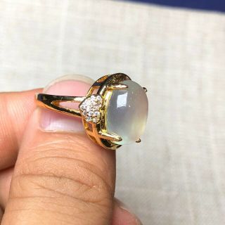 Chinese Ice Jadeite Jade Bead Handwork Rare Heart - Shaped Golden No.  5.  5 - 10 Ring 3