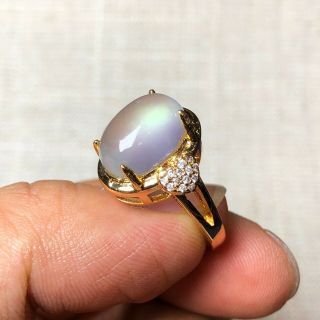 Chinese Ice Jadeite Jade Bead Handwork Rare Heart - Shaped Golden No.  5.  5 - 10 Ring 4