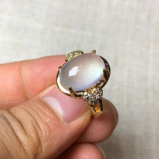 Chinese Ice Jadeite Jade Bead Handwork Rare Heart - Shaped Golden No.  5.  5 - 10 Ring 5