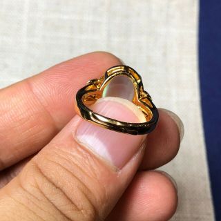 Chinese Ice Jadeite Jade Bead Handwork Rare Heart - Shaped Golden No.  5.  5 - 10 Ring 8