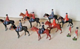 Vintage Britains Fox Hunt 10 Piece Set Women Side Saddle Huntsman - Need Tlc