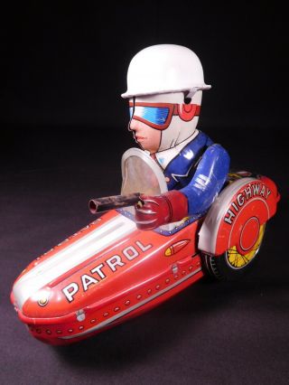 Vintage Tin Toy Highway Patrol Motorcycle Side Car - Japan - Side Car Only