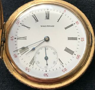 Vintage Waltham Pocket Watch 14k GF Gold Filled Hunter Case 15j Running 2