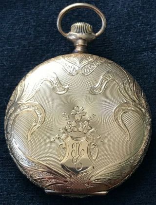 Vintage Waltham Pocket Watch 14k GF Gold Filled Hunter Case 15j Running 4