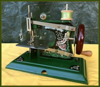 Rare Antique Schurhoff Diana - Gold Rain Toy Hand Crank Sewing Machine