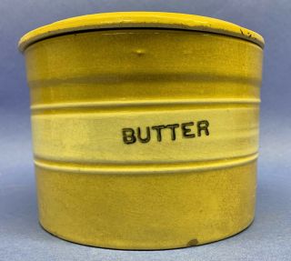 Antique Brush Mccoy Dandy Line Yelloware Covered Butter -