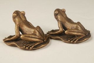 2 CHINESE BRONZE HAND CASTING FROG FIGURINES STATUE GOOD LUCK DECORATIVE GIFT 2