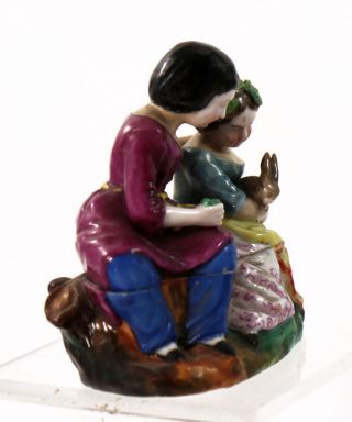 Victorian porcelain fairing cosmetic box,  children with rabbit,  19th c.  [F114] 3