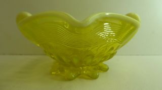 Antique Victorian Citron Vaseline Glass Bowl 2 Handle Footed Comport