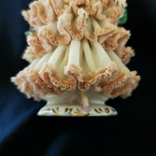 Antique Dresden Porcelain Lace Figurine Lady With Flower Basket 6 Inches Tall 6