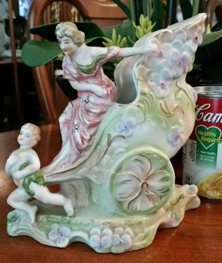 Antique Porcelain Planter Vase With Cupid E.  P.  P.  Company